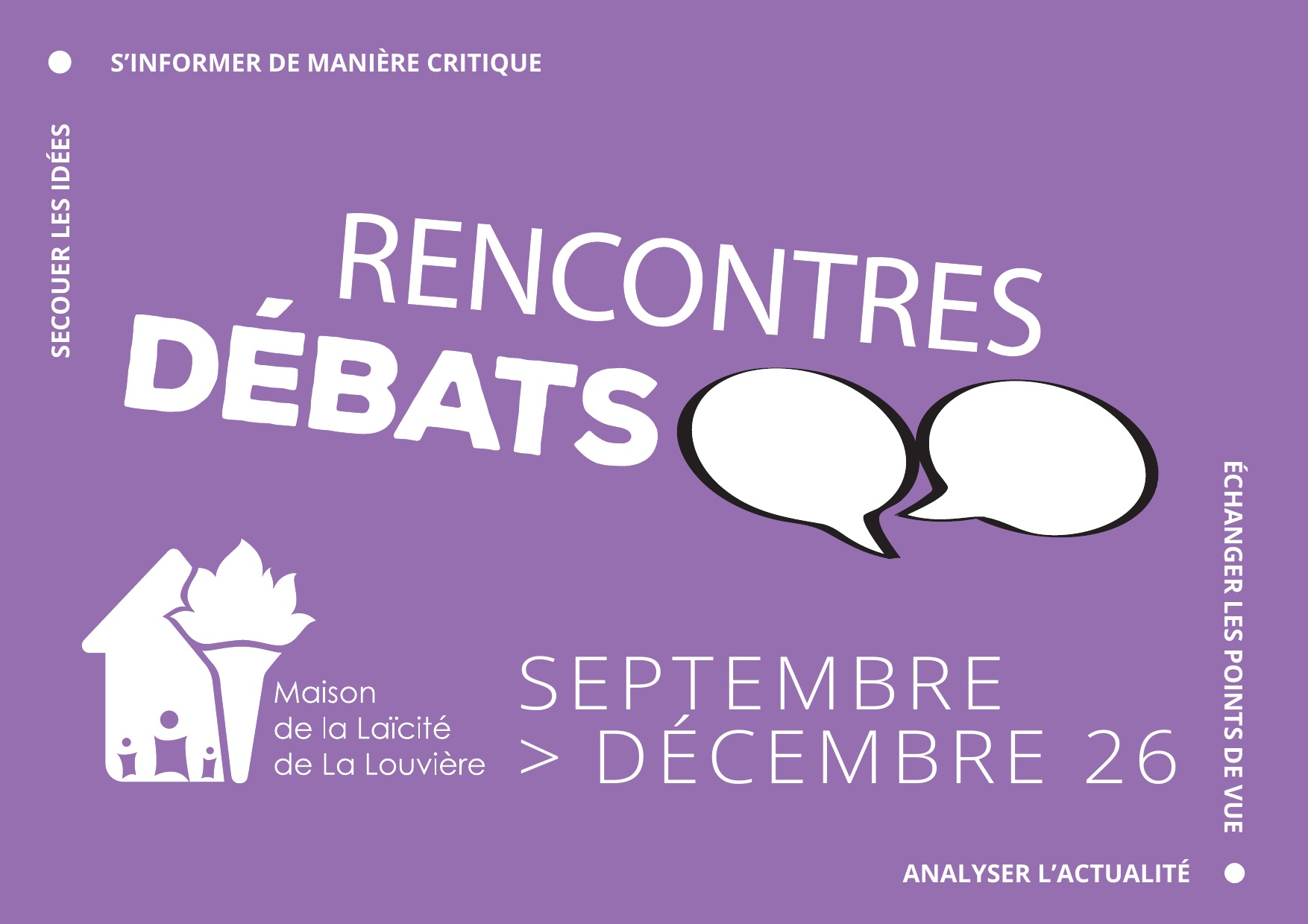Rencontres Débats, septembre à décembre 2026